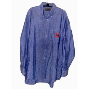 THOMAS BROS Nebraska Huskers Logo Button Down Shirt Men's Size L Blue Shirt
